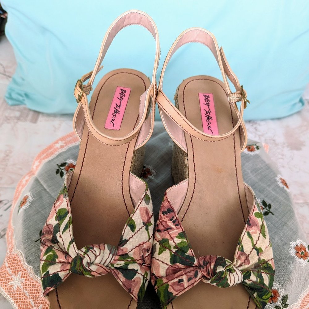 Betsey Johnson Floral Platform Espadrilles Size 10 - Picture 7 of 8